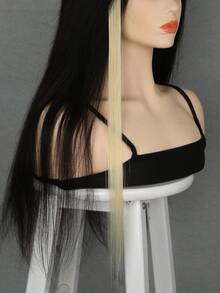 Pack of 12 Synthetic Hair Extensions Clip Hair Pink Red Green Grey Blue Yellow Orange Purple Colourful Women And Children Clip Hair Woven hair Clip extensions for Halloween and Christmas - Beige - View 4