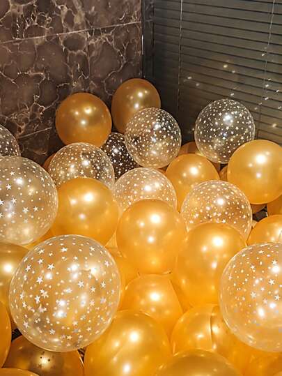30pcs Transparent Latex Balloons With Star Print Party Balloons For Birthday Wedding Graduation School Reunion Decoration