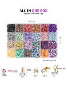 4800pcs Polymer Clay Beads Bracelet Making Kit, 48 Colors Polymer Beads Spacers Soft Pottery Kit, Jewelry Making Kit With Charms Pendant & Elastic Cord, Diy Craft Gift - Multicolor - View 2