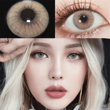 2pcs/pack Sweet And Cute Natural Invisible Contact Lenses With Myopia Of Same Diameter In Curry Blue - Brown - View 2