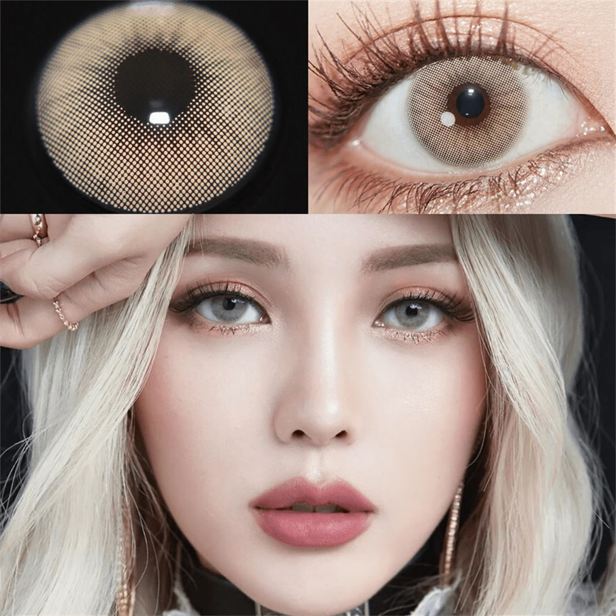 2pcs/pack Sweet And Cute Natural Invisible Contact Lenses With Myopia Of Same Diameter In Curry Blue
