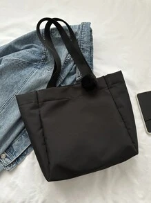Túi mua sắm màu đen Tay cầm đôi Túi đi học có nút bấm Unisex dành cho sinh viên mới tốt nghiệp, cô gái tuổi teen, sinh viên năm nhất, sinh viên năm hai, trung học cơ sở và trung học phổ thông, đại học & trung học phổ thông, hoàn hảo cho hoạt động ngoài trời, du lịch và quay lại trường học - màu đen - Xem 9