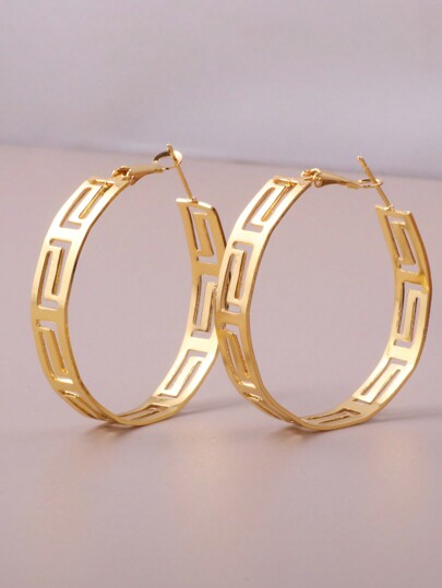 4 Color Options Nepali Style Oversized Hoop Earrings, Exaggerated Magazine Fashion Large Hoop Earrings For Women, 1 Pair