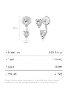 1對奢華925銀和鋯石鑲嵌寶石耳環,適合婚禮和派對送禮