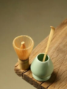 Japanese Ceremony Bamboo Matcha Whisk For Mixing Powdered Tea, Coffee And Green Tea With Stand - Wood Color - View 3