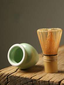 Japanese Ceremony Bamboo Matcha Whisk For Mixing Powdered Tea, Coffee And Green Tea With Stand - Wood Color - View 4