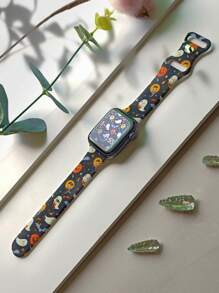 1 件万圣节圣诞南瓜骷髅表带兼容 Apple Watch 表带 38 毫米 40 毫米 41 毫米 42 毫米 44 毫米 45 毫米 SE 系列 8 7 6 5 4 3 2 1 节日软硅胶运动替换表带男女皆宜 - 黑色 - 查看 1