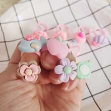 10pcs/pack New European And American Style Resin Ring For Girls, Cute Princess Jewelry, Gift For Girls - Multicolor - View 3