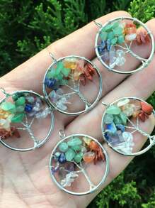 5pcs/set Creative Tree Detail Round DIY Pendant For Women For DIY Jewelry Making - Multicolor - View 1