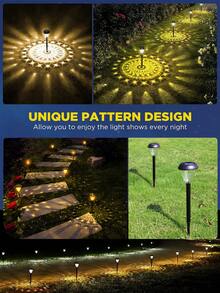 2 件装/4 件装超亮太阳能灯户外防水，2023 年新款暖白色 LED 太阳能景观灯，适用于庭院围栏，户外太阳能灯，适用于室外花园庭院装饰，黄昏到黎明长达 12 小时太阳能户外通道花园灯自动开/关，LED 景观照明装饰，适用于走道露台庭院节日装饰 - 黃色 - 查看 1