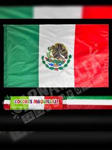 Kit de Bandera Mexicana 150x90cm + Gis Tricolor Noche Viva México Noche Patria - tricolor - Ver 9