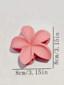 1pc Women's Simple & Sweet Plastic Flower Hair Claw Clip - Pink - View 3