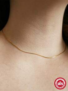 1条925银项链，45厘米/40厘米，时尚简约，金银双色，适合女性婚礼、订婚派对等场合，精美珠宝礼品。