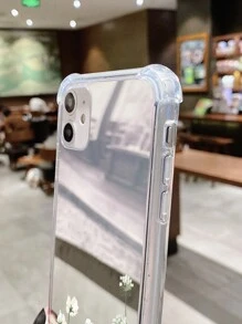 1pc Acrylic Electroplate Mirror Phone Case With Camellia & Dandelion Pattern, Compatible With Apple