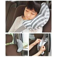 1pc Car Seat Headrest Neck Pillow, Child Safety Belt Cushion - Grey - View 2