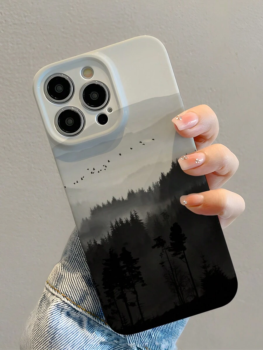 1 个黑白森林印花手机壳 - 彩色 - 查看 1