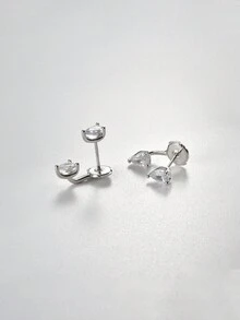 1對奢華925銀和鋯石鑲嵌寶石耳環,適合婚禮和派對送禮