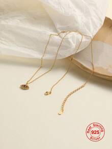 1只925銀鍍金眼形吊墜女項鍊,時尚、簡約、個性化女性珠寶禮物 - 金色 - 查看 4