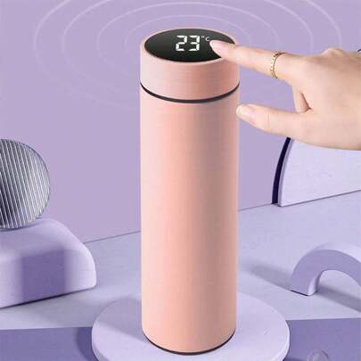 500毫升双层不锈钢真空保温水瓶，智能温度显示，适合居家及户外使用，保温/保冷，是节日和开学季的理想礼物