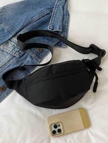 1 件帆布便攜式胸包,適合日常使用 - 黑色 - 查看 5