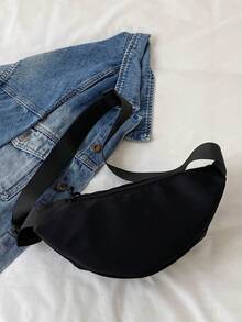 1 件帆布便攜式胸包,適合日常使用 - 黑色 - 查看 6