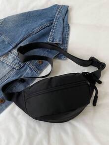 1 件帆布便攜式胸包,適合日常使用 - 黑色 - 查看 4