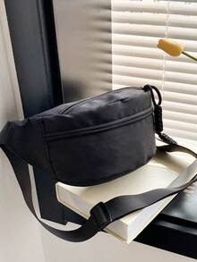 1 件帆布便攜式胸包,適合日常使用 - 黑色 - 查看 2