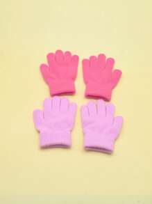 2 pares de guantes térmicos de color liso para niños - Multicolor - Ver 3
