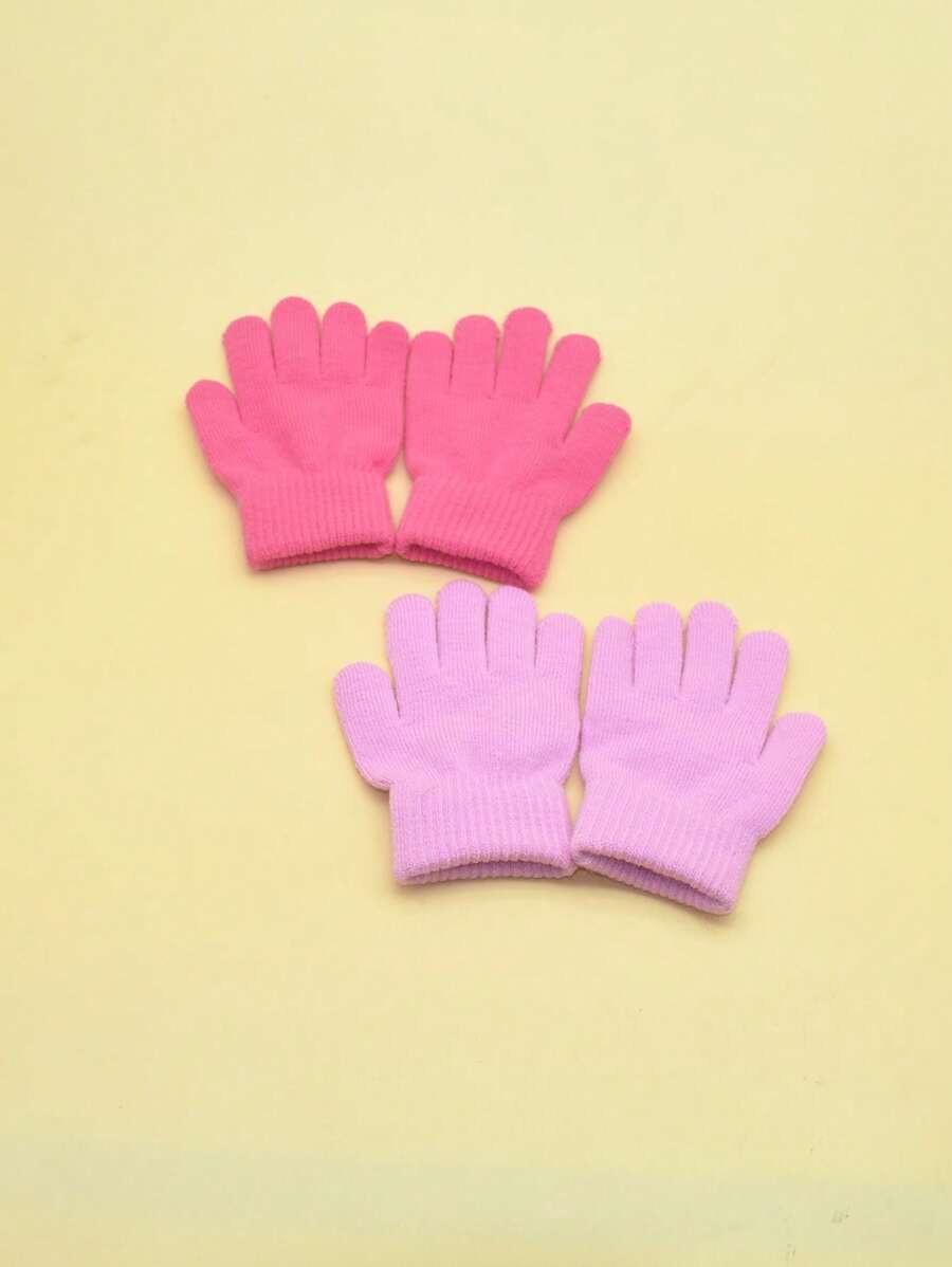 2 pares de guantes térmicos de color liso para niños - Multicolor - Ver 1