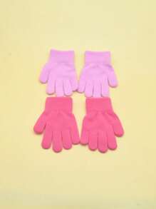 2 pares de guantes térmicos de color liso para niños - Multicolor - Ver 2