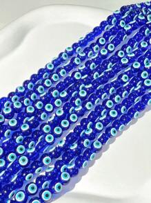 1條(約50顆)圓形玻璃珠眼睛邪惡的diy散珠 - 藍色 - 查看 1