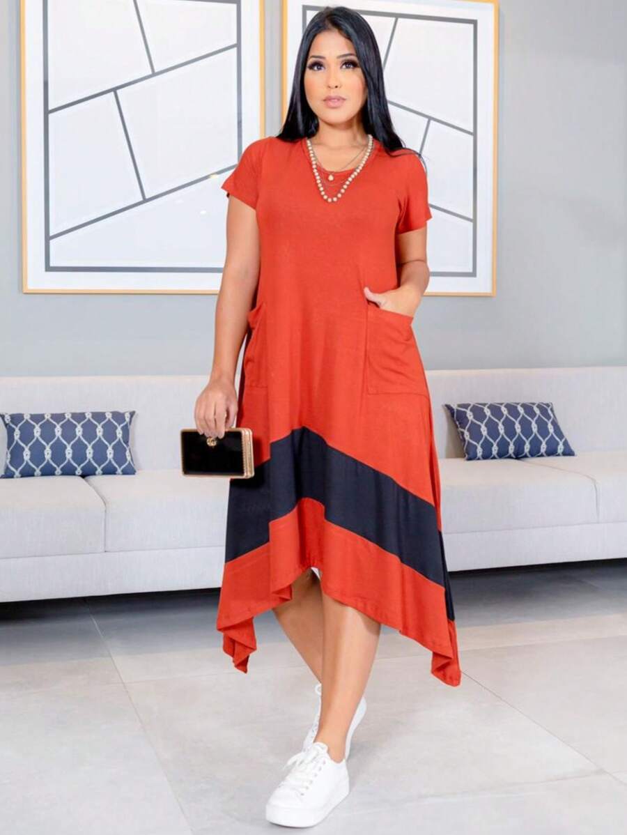 Women Dresses - Màu Cam cháy - Xem 1