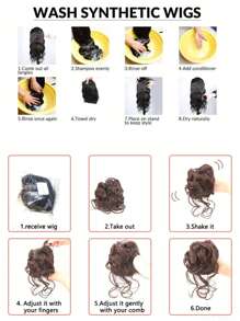 1pc Claw Clip Hair Bun Messy Bun Hair Piece Short Curly Hair Bun Extensions Light Dark Gray - Dark Grey - View 6