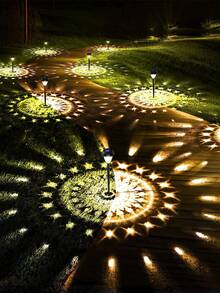 2 件装/4 件装超亮太阳能灯户外防水，2023 年新款暖白色 LED 太阳能景观灯，适用于庭院围栏，户外太阳能灯，适用于室外花园庭院装饰，黄昏到黎明长达 12 小时太阳能户外通道花园灯自动开/关，LED 景观照明装饰，适用于走道露台庭院节日装饰 - 黃色 - 查看 3