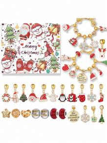 24 Day Advent Calendar Christmas Bells Surprise Blind Box Set Creative Handmade DIY Children's Bracelet Gift Box - Christmas Blind Box Set (Two Bracelets) - View 1