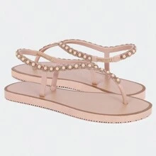 Women Flat Sandals - Màu be - Xem 8