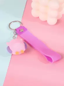 1pc Women's Cute Multicolor Owl Shaped Soft Rubber Keychain, Suitable For Daily Use - Multicolor - View 3