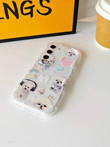 1pc Lovely Plush Cartoon Dog Phone Case With Clear & Wave Edge Design, Compatible With Samsung S23/s22/s21/a14/a23/a33/a34/a52/a53/a54/a72/a73/plus/ultra, Iphone 7/8/x/xr/max/11/12/13/14/pro/plus, Huawei Mate/50/50pro/p50/p60/pro/nova11/nova10
