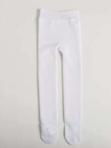 1 件加厚保暖女童緊身衣適合舞蹈和日常穿著 - 白色 - 查看 1