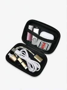 Computer Accessories Cable Usb Flash Drive Sd Card Hard Drive Mouse Data Cable Adapter Earphone Eva Storage Bag Cable Organizer - Black - View 2