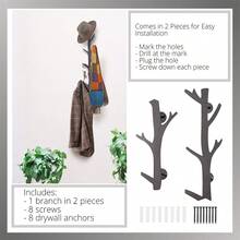 Coat Tree,Hat Rack for Baseball Caps, Coats, Purse- Wall Coat Rack with 8 Hooks - Hat Rack for Wall to Design Your Wall Space Modern,Coat Rack Wall Mount Decorates Wall Art - Black - View 4