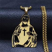1pc Golden Jesus Cross Pendant Necklace - Gold - View 1