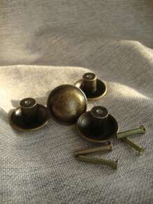 3pcs Zinc Alloy Cabinet Door Handle, Bedside Table Drawer Handle, Single Hole Drawer Knob - Bronze - View 4