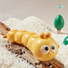 可愛上發條毛毛蟲玩具，彈簧上的卡通蟲子拖尾爬行和奔跑，幼兒教育玩具，黃色學校、學生、文具、學用品 - 黃色 - 查看 6