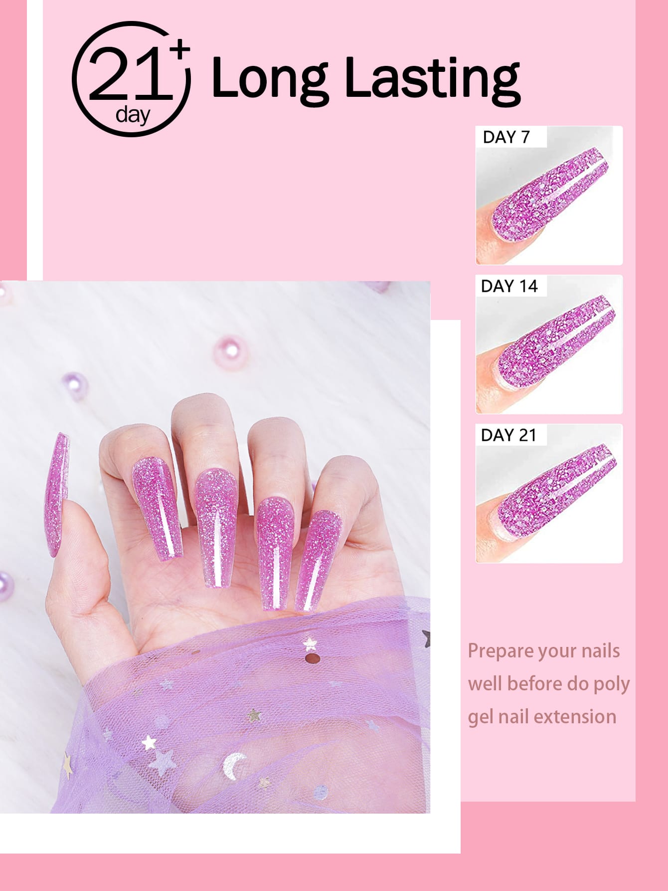 Nail Extension Gel, 10 Colors Available, Cured With Polyacrylic Acid Gel, Requires Uv Light