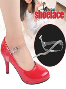 1 雙透明隱形繩鞋女式高跟鞋 Tpu 帶腳踝帶,透明 - 無色 - 查看 2