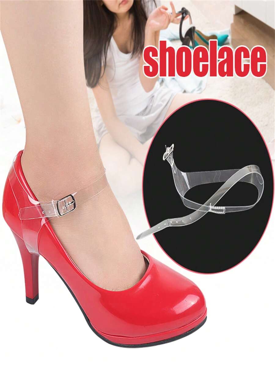 1 雙透明隱形繩鞋女式高跟鞋 Tpu 帶腳踝帶,透明