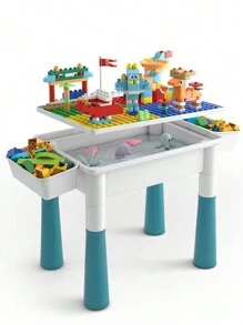 Mesa de bloques, juguete de bloques de construcción para niños, mesa multifuncional que se puede cambiar libremente. 85+piezas, caja de mesa educativa para ensamblar DIY, regalo de juguete perfecto para cumpleaños, Navidad. Seguro para niños.