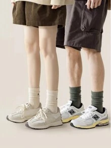 5對男士休閒中筒襪，春秋時尚情侶襪 - 彩色 - 查看 6