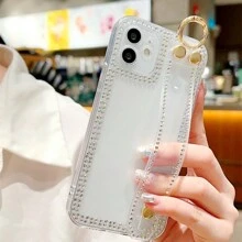 Husă pentru telefon rezistentă la șocuri Tpu cu stras de transmisie ridicată, cu curea de mână, compatibilă cu Samsung și Iphone